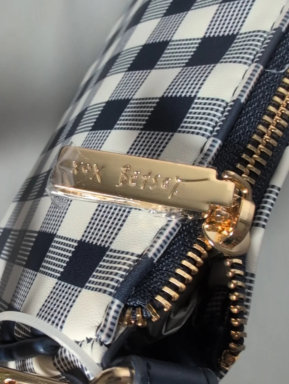 Betsey Johnson Blue & White Gingham Strawberry Purse
